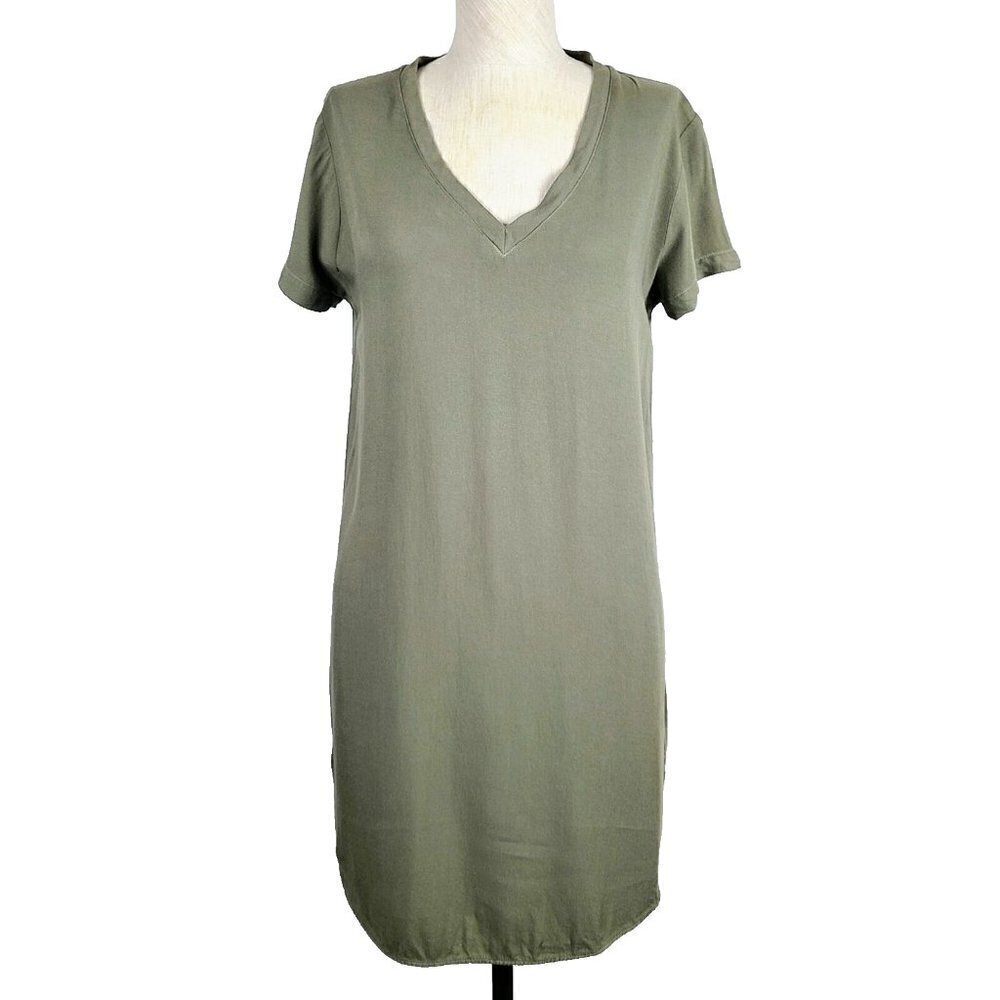 Cloth & Stone Casual Dress XS Green‎ Lightweight V-Neck Short Sleeve Pull…